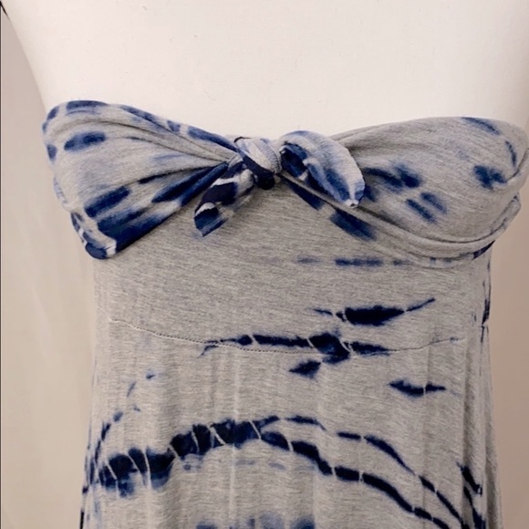 Women Enti Tie Dye Blue & Gray Maxi Cover Up Strapless Dress Size M - Picture 3 of 6